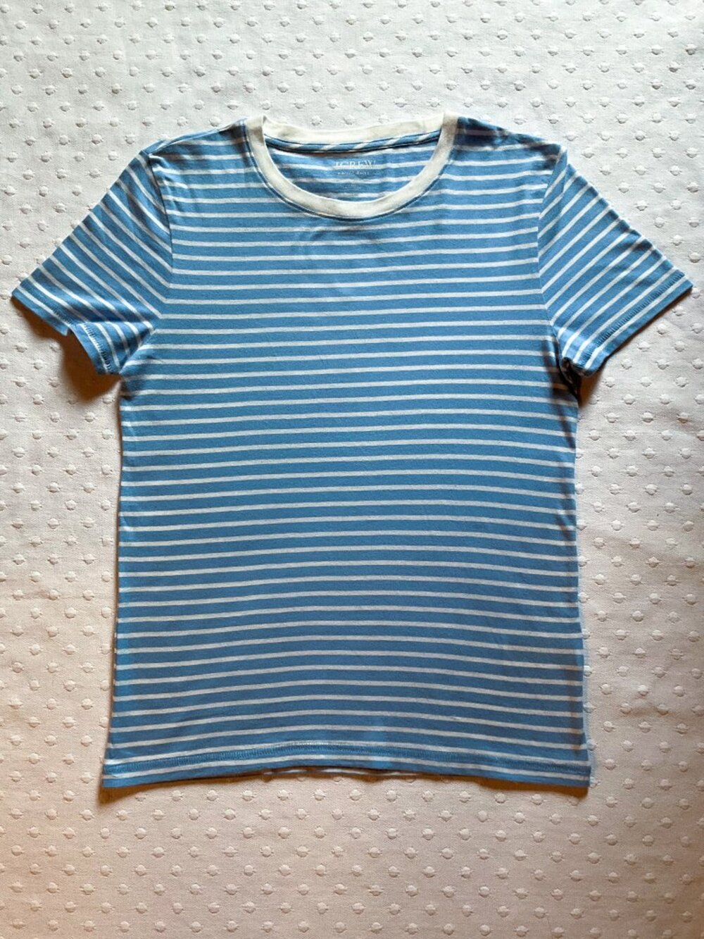 NWOT J Crew Women’s Vintage Jersey T-Shirt, S/S, Light Blue/White Stripe, Sz S